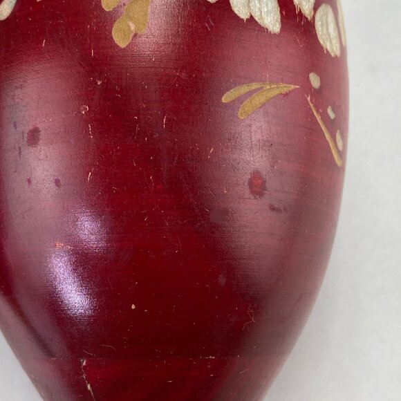 Vintage Red Wood Maracas With Floral Design - Picture 7 of 12